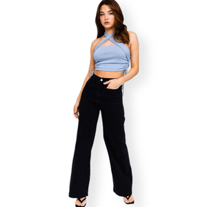 Halter ruched tie up crop top