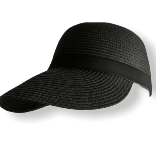 Straw baseball hat in Black (Covers Face)