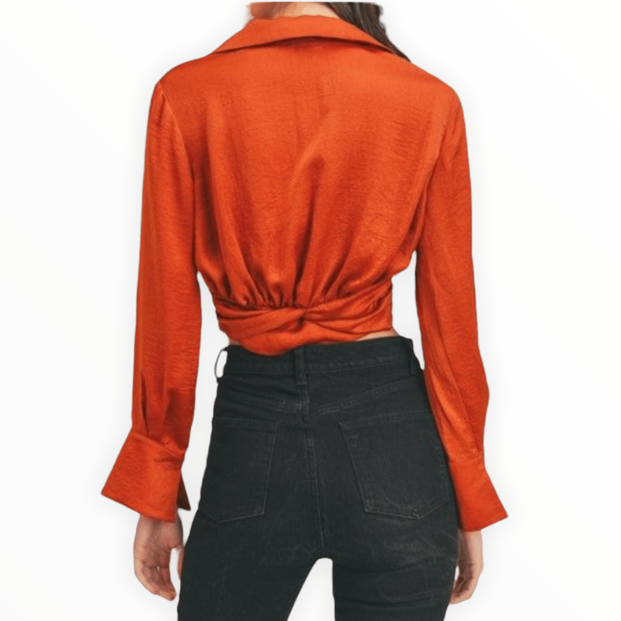 Front twist cropped blouse in spice