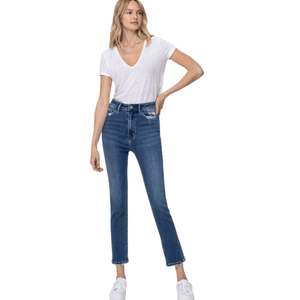 High Rise Stretch Straight Leg Cropped Jeans